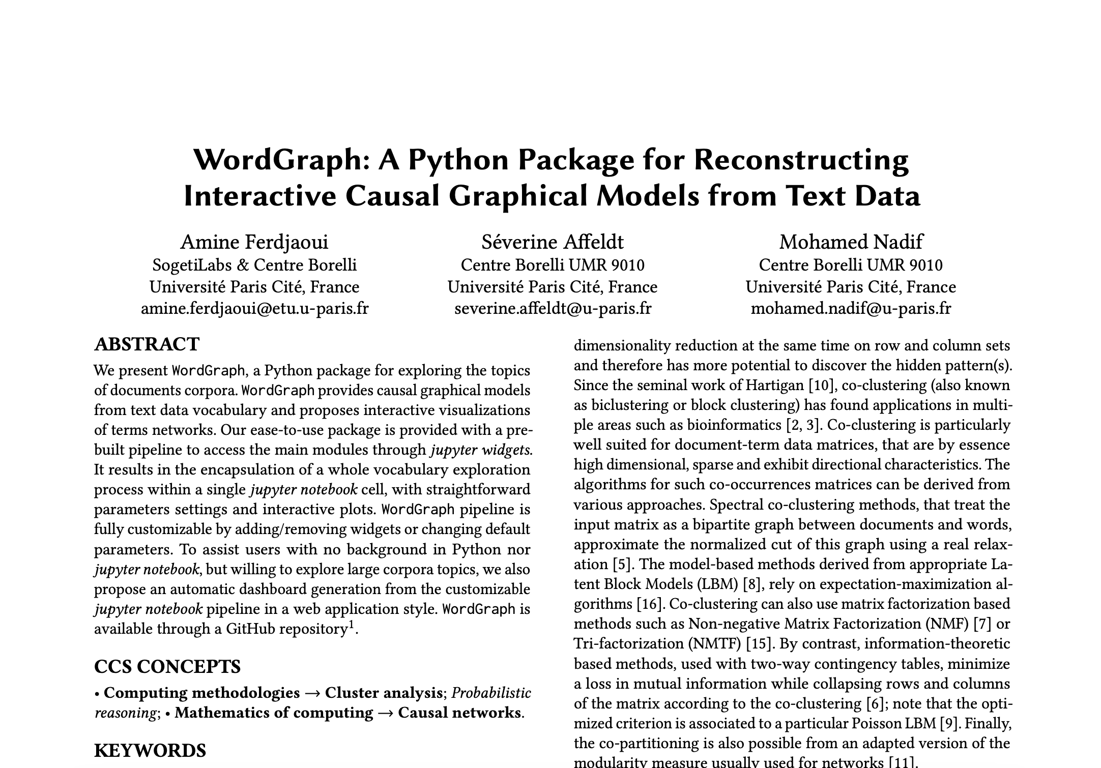 WordGraph: a python package for reconstructing interactive causal graphical models from text data preview